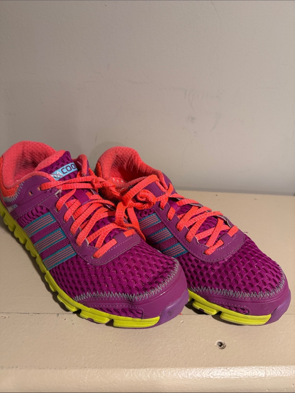 adidas Women’s Athletic Sneakers - Purple with Pink and Neon Yellow